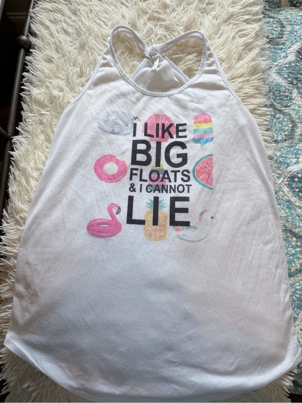 Francesca's "I Like Big Floats & I Cannot Lie" Swim Cover Up Tank Dress Large